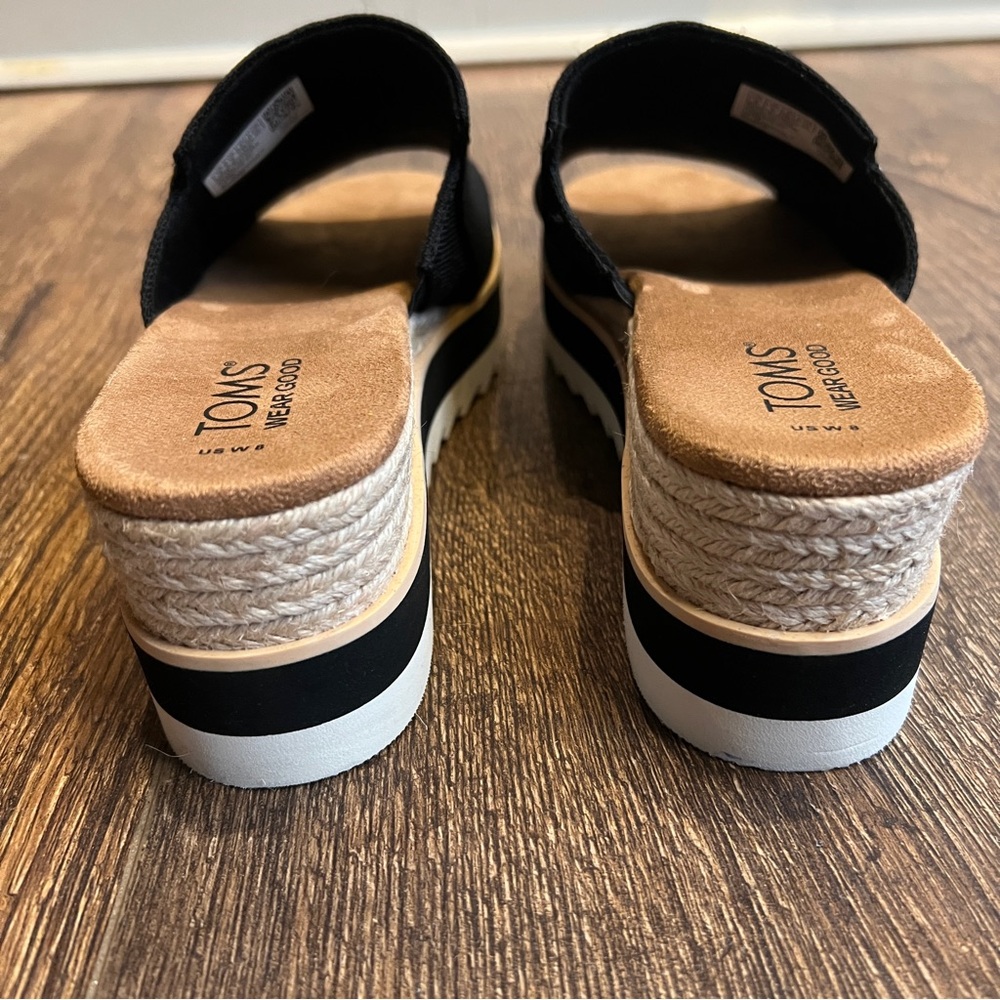 Toms Diana Womens Black Canvas Platform OrthoLite Slides Sandals Size 8 - Picture 3 of 6